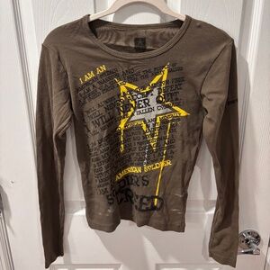 U.S. Army Women's Logo American Soldier Long Sleeve Green Tee Size S